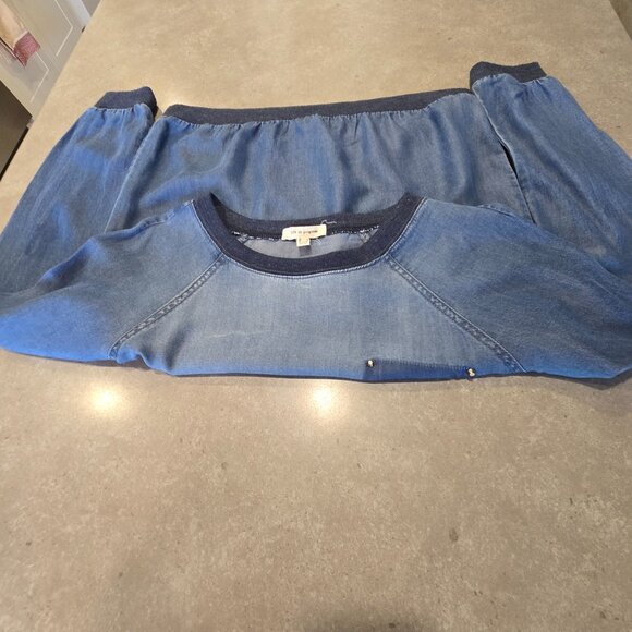 LIFE IN PROGRESS Women's Denim Chambray Long Sleeves Top - Blue - Size M… - Picture 12 of 12